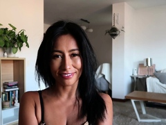 Close up with japanese maid tongue kissing