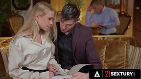 Blonde girl has two of her superiors fucking her submissive holes