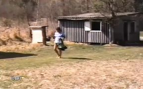 Girl like to suck and gets spanked outside.