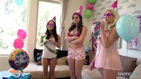 Birthday party ends in a female masturbations