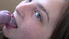 Naive teen sucks cock in public and swallows till the last drop