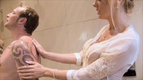 Shower Threesome With Two Horny Milfs