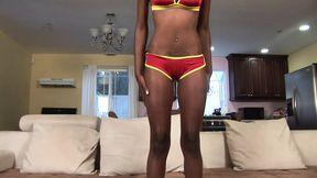 Black babe with round ass on sofa fucking black dick hardcore