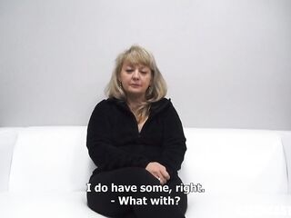 Older golden-haired woman went to a porn movie casting and sucked weenie in advance of getting screwed hard