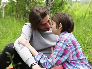 After football practice this babe lets him screw her unshaved snatch