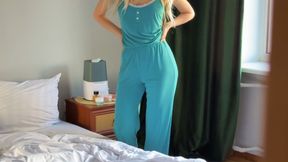 Step Mom caught Step Son jerking off and helps to cum quick in her panties and pull them up