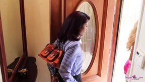 As soon as the blonde lesbian comes home she goes down on her naughty girlfriend