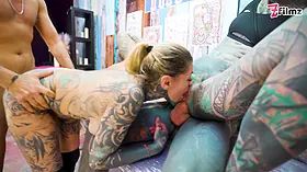 Tattooed Couple Fuck with Big Cocks Merry Gets Inked Foursome