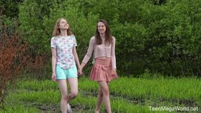 Hot Chicks Lick Clits in Field