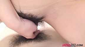 Hairy MILF Naomi Wakui takes her pussy licked and fucked