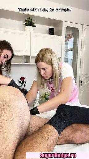 A man's ejaculation during a depilation training session