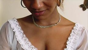 Outstanding German ebony maid gets warm cum inside her mouth
