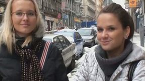 Her blonde friend waits her while she is sucking dick for money