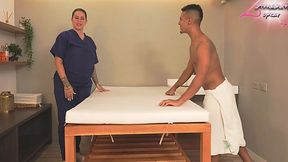 Big titty masseuse can’t resist fucking her client’s massive dick