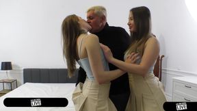 Perfect Body College Cuties Sofi Noir &amp; Amalia Davis Kinky Threesome W Old Pervert - Immoral Live 4K