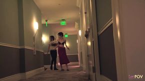 What an amazing threesome lesbian action with three stunning beauties and a big white strap on