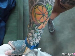 Breasty stepsister Keisha Grey plays along with her stepbro until shes totally undressed ifo him.This guy pulls out his jock and screws her shaggy cunt