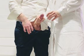 Real Nurse Helped the Client to Collect a Sperm Analysis