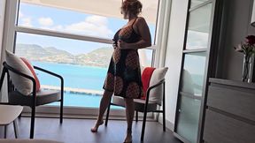 Huge Tit Vouyer Step Mommy Fingers Wet Pussy on Cruise Ship Balcony- Watch Mature Mistress Thursday Cum