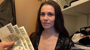 Czech gal takes cock in all holes for cash!