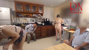 MORNING CHAOS IN KITCHEN. COMEDY NSFW STORY 284 FILL VID