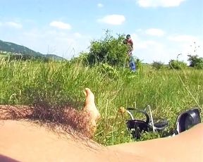 Slim German chick with an amazing body fucking outdoors with a hard dick