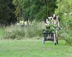 A dark haired lady from Germany making a dude worship her