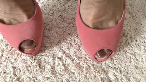 Sling Back High Heels, Nylon Legs Show, Dangling Shoes, Shoe Play