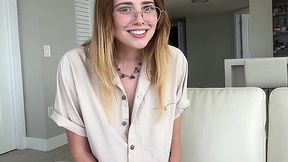 Nerdy teen is no longer lesbian after tasting my cock - Amateur POV