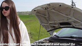 Slim Brunette Cutie Let Me Fuck Her Hard & Creampie Her Tender Pussy To Reward Me For Fixing Her Car