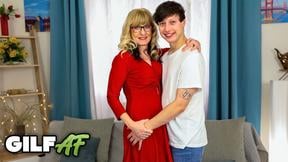 GilfAf- Ella Black Spreads Mature Pussy For Step-Grandson's Cock