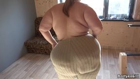 Girl with huge ass gets intense fuck on a couch in doggy style