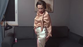 Hairy cunt, nylons and anal dildo