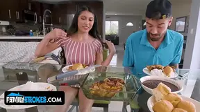 Hot brunette cheats with her boyfriend's brother