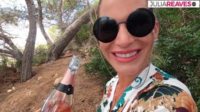 Horny MILF rides a hard cock then sucks cum off in the car