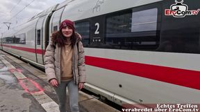 German Squirt Queen picked up at the train station by the user and fucked without a condom