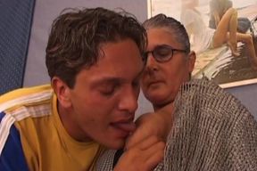 Horny French granny fucked in asshole before a creampie