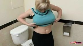 Intense bathroom sex is her favorite because she likes to fuck in very awkward places