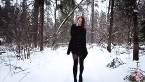 Fucked a Naked Bitch in the Winter Forest and Cummed in Her Mouth - Mollyredwolf