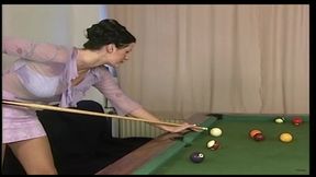 Threesome double penetrated ass fucking threesome in the pool table