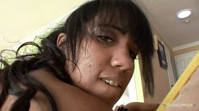 Nobody knows why is this gorgeous ebony with small tits so obsessed with interracial sex