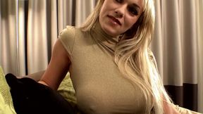 Hot blonde with huge tits masturbates and plays with dildo and does anal fuck with bbc
