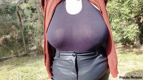 I spent it with my stepmother, she loves to show off in public with transparent clothes.