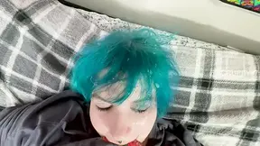 Emo girl with huge tits gives sloppy head and tittyfuck