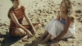 Two naughty babes at night by the bonfire feeling horny