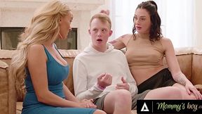 Blonde milf and her friend had a threesome with teen guy