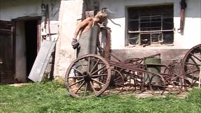 A wild blonde lady with an amazing body enjoys fucking outdoors