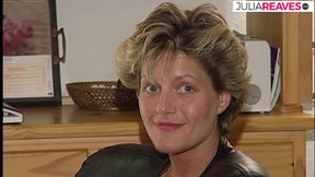 Blonde girl finger fucks with a dildo while lover watches