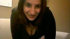 Chubby brunette teen playing with her tits and wet cherry in arousing homemade clip