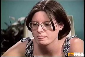 Secretary with glasses gets her pussy rammed by a client who comes for penis reduction